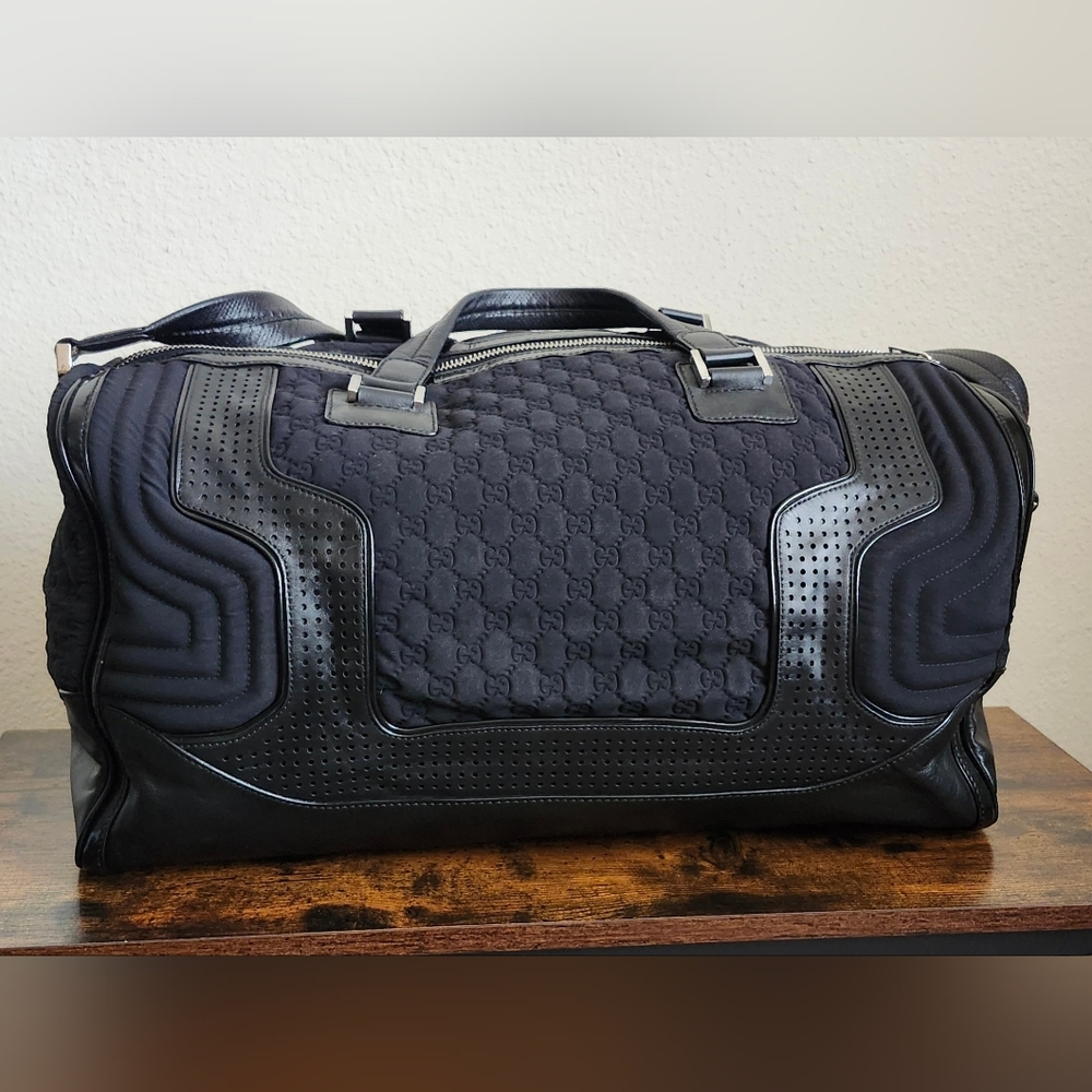 Gucci Guccissima Black Neoprene/Leather Duffle Bag - Picture 6 of 15